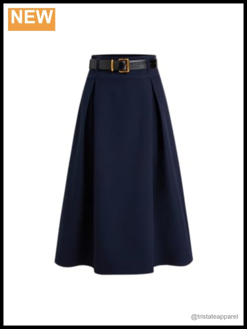Pleated Maxi Skirt A-Line Mid Waist with Belt Elegant Casual
